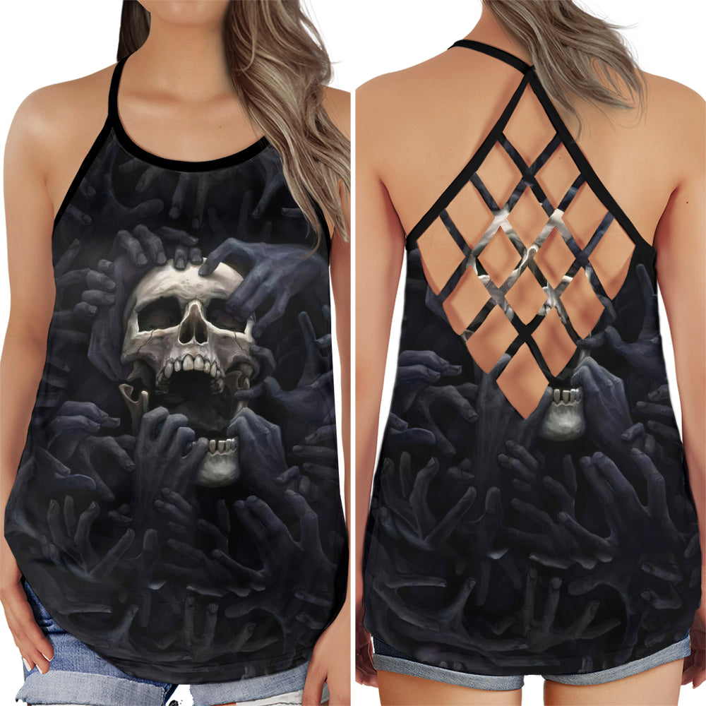 Skull Cool Strong Style - Cross Open Back Tank Top - Owl Ohh - Owl Ohh