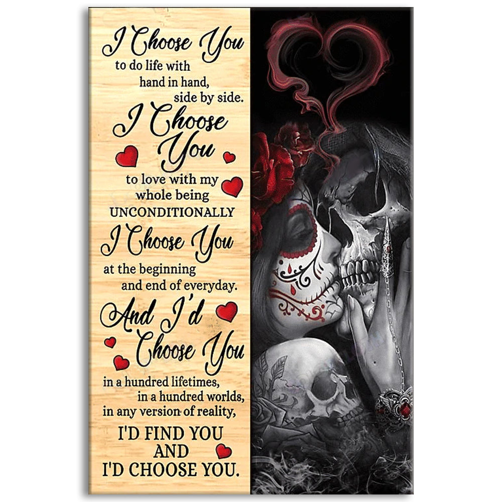 Skull Couple I Choose You - Vertical Poster - Owl Ohh - Owl Ohh