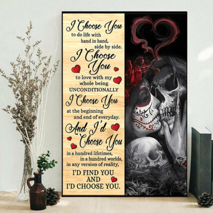 Skull Couple I Choose You - Vertical Poster - Owl Ohh - Owl Ohh