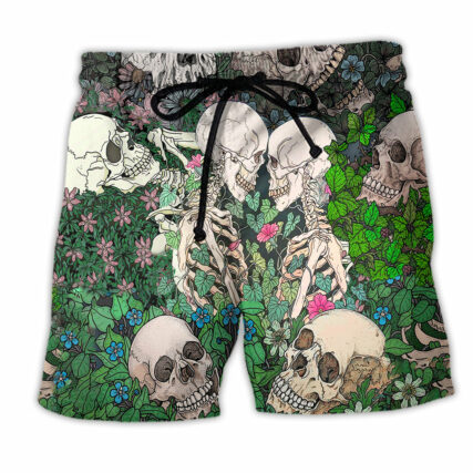 Skull Couple Kiss Floral - Beach Short - Owl Ohh - Owl Ohh