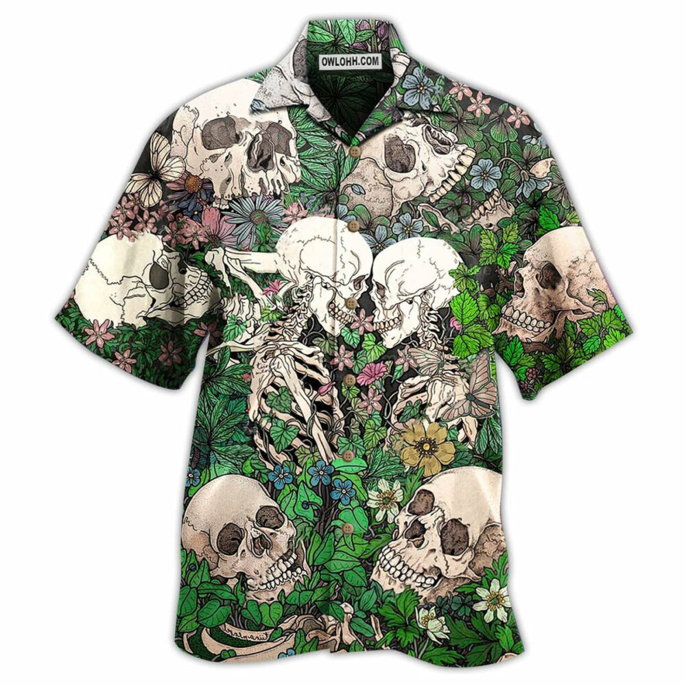 Skull Couple Kiss - Hawaiian Shirt - Owl Ohh - Owl Ohh
