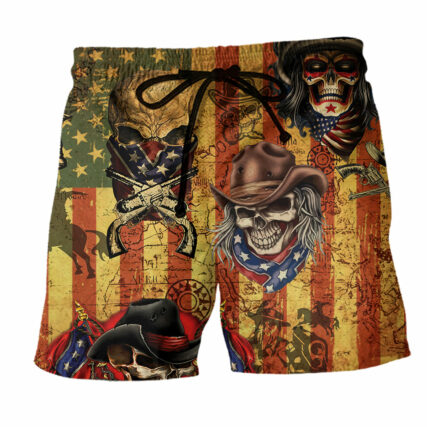 Skull Cowboy America Style - Beach Short - Owl Ohh - Owl Ohh