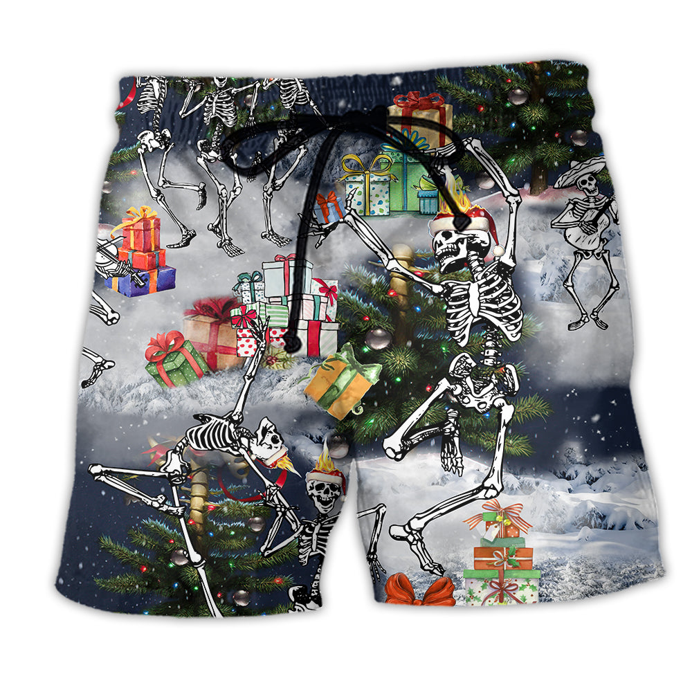 Skull Dancing With Christmas Black Style - Beach Short - Owl Ohh - Owl Ohh