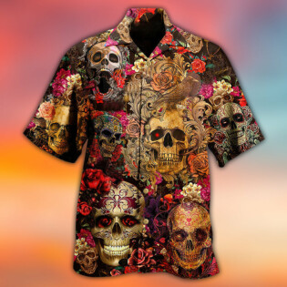 Skull Day Of The Dead Floral - Hawaiian Shirt - Owl Ohh - Owl Ohh