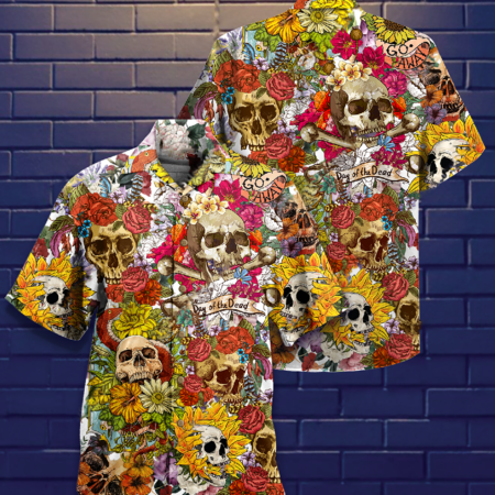 Skull Day Of The Dead Flower Skull - Hawaiian Shirt - Owl Ohh - Owl Ohh