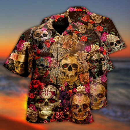 Skull Day Of The Dead Floral - Hawaiian Shirt - Owl Ohh - Owl Ohh