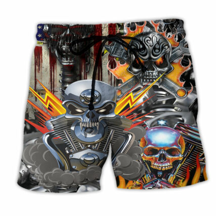 Skull Don't Fix Me Skull With Fire - Beach Short - Owl Ohh - Owl Ohh