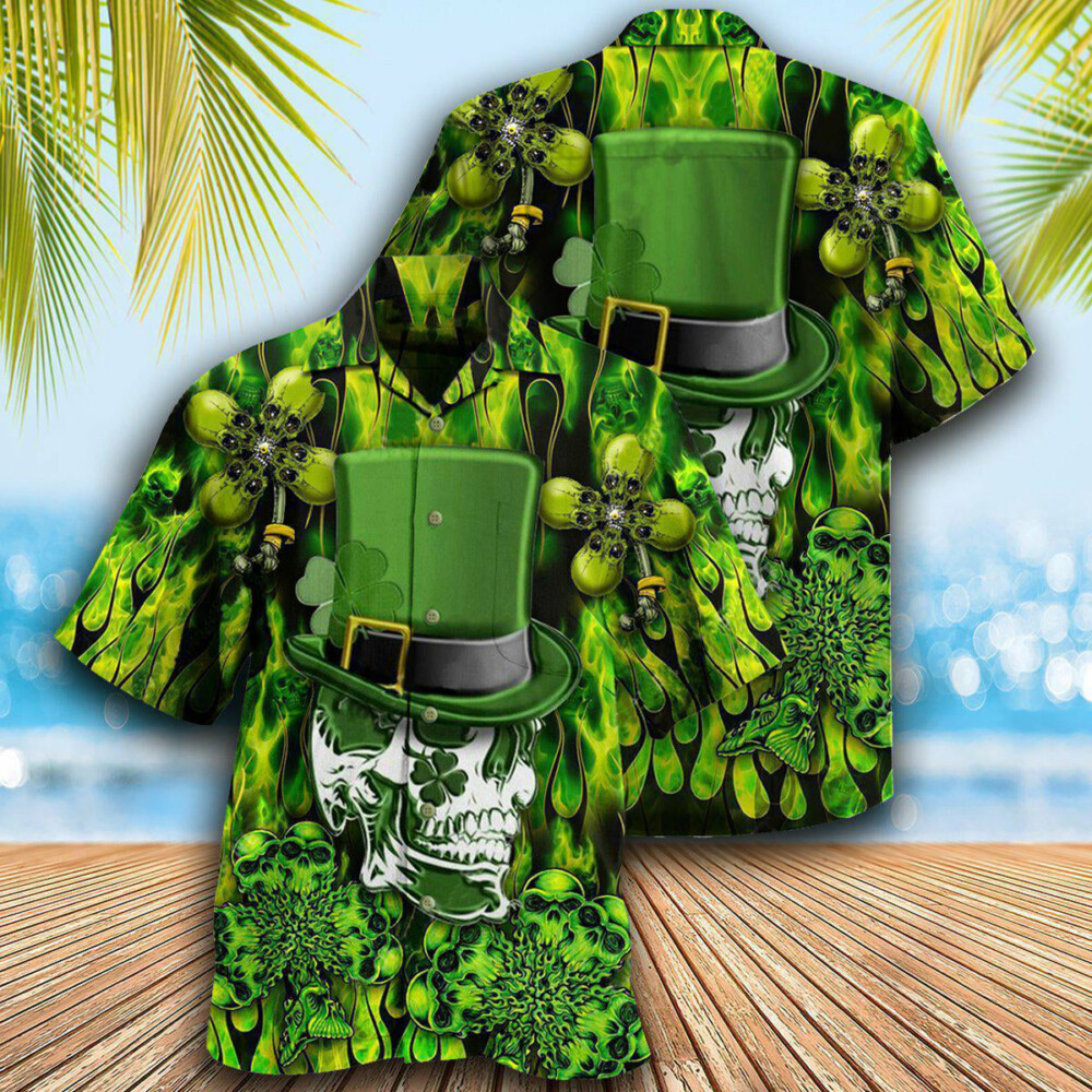 Irish Skull Enjoys Saint Patricks Day - Hawaiian Shirt - Owl Ohh - Owl Ohh