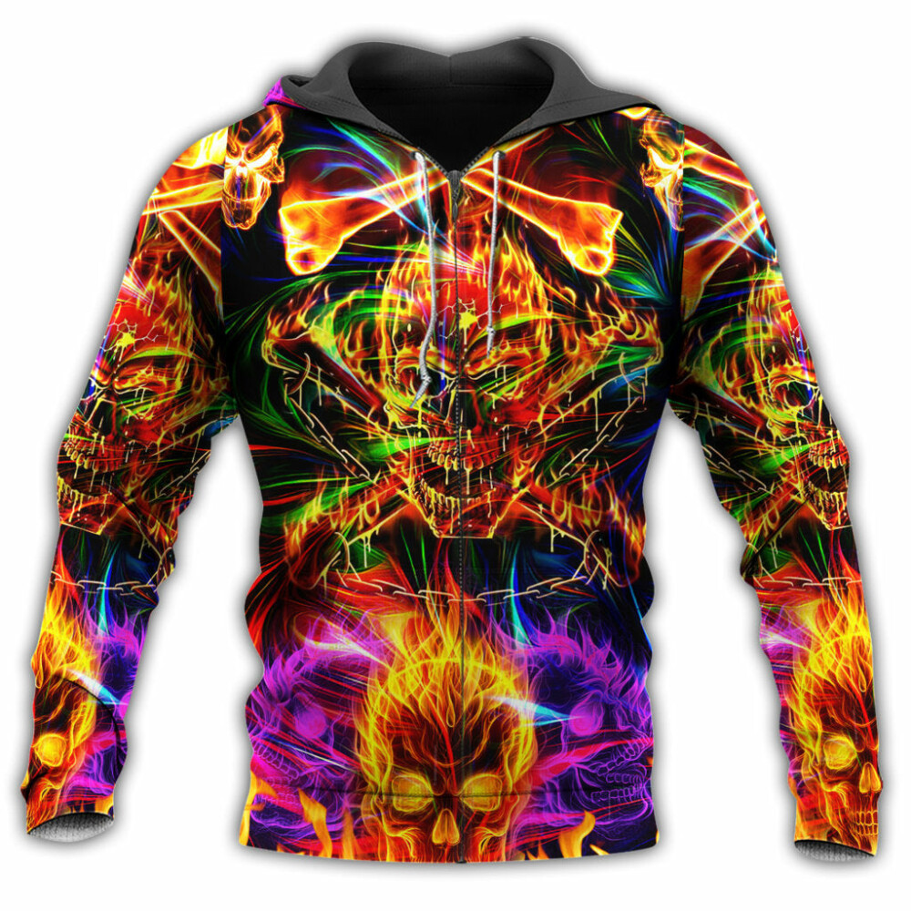 Skull Fire Angry Stunning - Hoodie - Owl Ohh - Owl Ohh