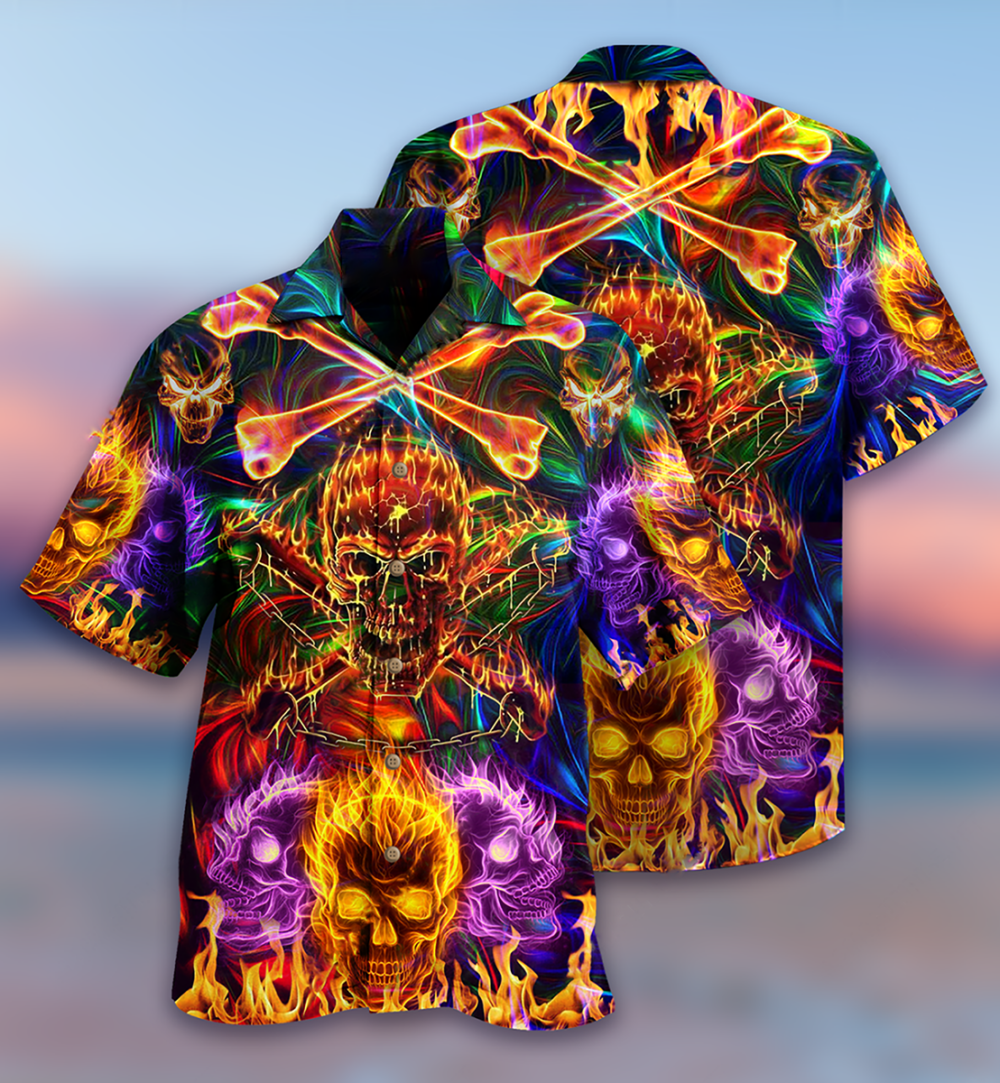 Skull Fire Angry - Hawaiian Shirt - Owl Ohh - Owl Ohh