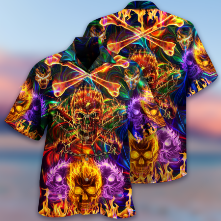 Skull Fire Angry - Hawaiian Shirt - Owl Ohh - Owl Ohh