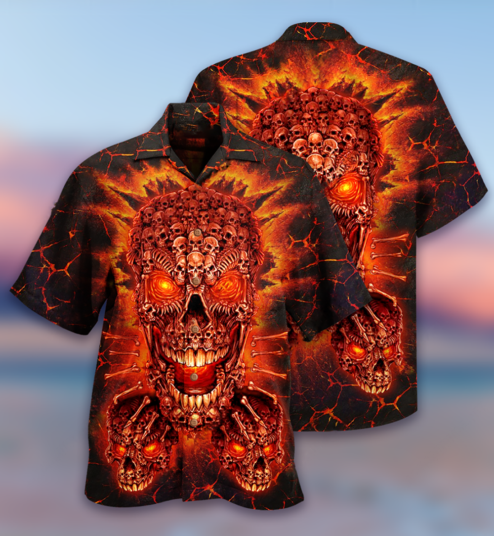 Skull Fire Love Red Smile - Hawaiian Shirt - Owl Ohh - Owl Ohh