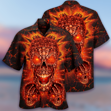 Skull Fire Love Red Smile - Hawaiian Shirt - Owl Ohh - Owl Ohh