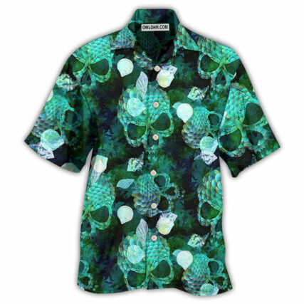 Skull Fish Green Style - Hawaiian Shirt - Owl Ohh - Owl Ohh
