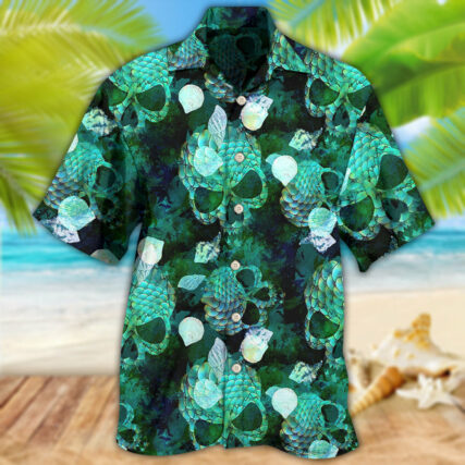 Skull Fish Green Style - Hawaiian Shirt - Owl Ohh - Owl Ohh