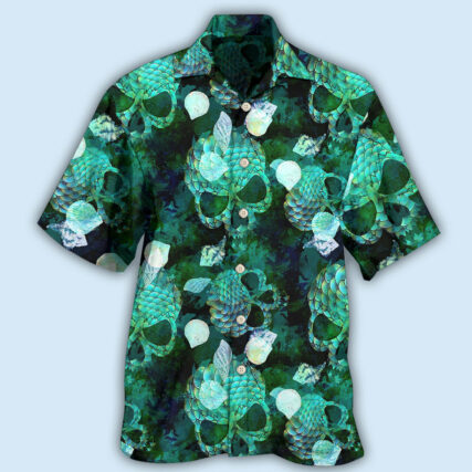 Skull Fish Green Style - Hawaiian Shirt - Owl Ohh - Owl Ohh