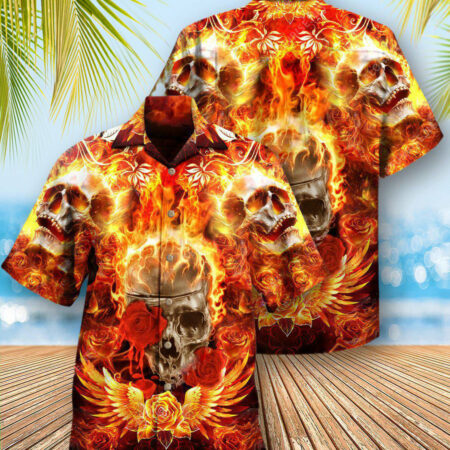 Skull Flaming Rose - Hawaiian Shirt - Owl Ohh - Owl Ohh