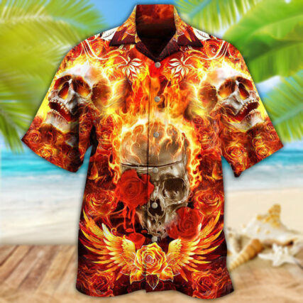 Skull Flaming Rose - Hawaiian Shirt - Owl Ohh - Owl Ohh