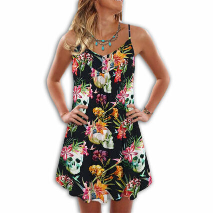 Skull Flowers Love Summer Tropical Style - Summer Dress - Owl Ohh - Owl Ohh