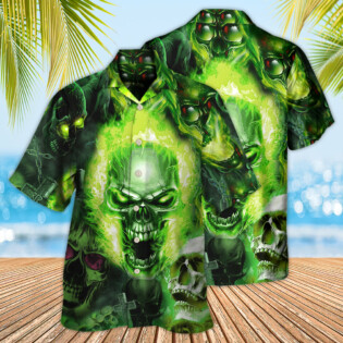 Skull Green Fear No Man - Hawaiian Shirt - Owl Ohh - Owl Ohh