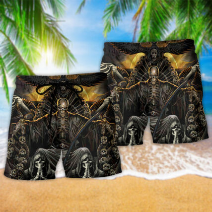 Skull Grim Reaper Dark Style - Beach Short - Owl Ohh - Owl Ohh