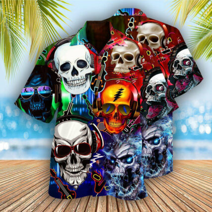 Skull Guitar Lets Get High - Hawaiian Shirt - Owl Ohh - Owl Ohh