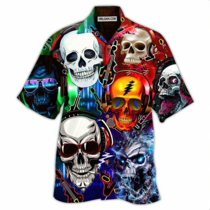 Skull Guitar Lets Get High - Hawaiian Shirt - Owl Ohh - Owl Ohh