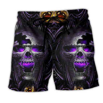 Skull Hello Darkness Smile Purple - Beach Short - Owl Ohh - Owl Ohh