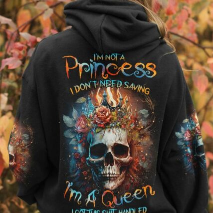 I'M NOT A PRINCESS I'M A QUEEN SKULL ROSE FIRE ALL OVER PRINT - TLTR3003232