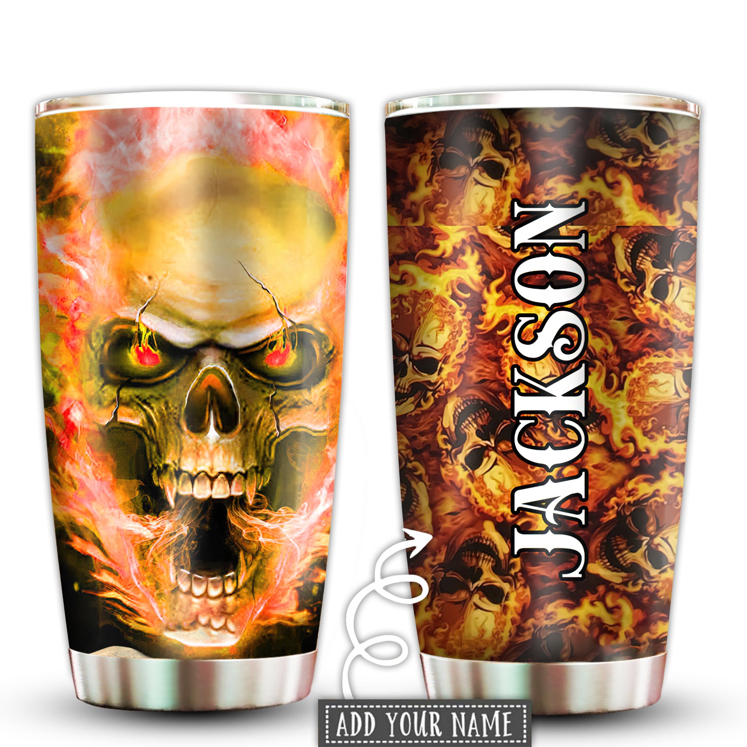 Skull Hot Fire Cool Personalized - Tumbler - Owl Ohh - Owl Ohh
