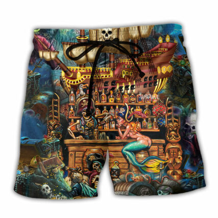 Skull Pirate Treasure Night On The Sea - Beach Short - Owl Ohh - Owl Ohh