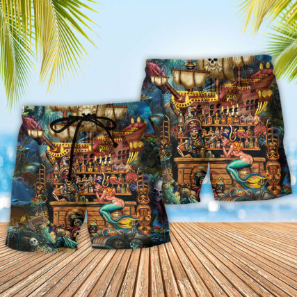 Skull Pirate Treasure Night On The Sea - Beach Short - Owl Ohh - Owl Ohh