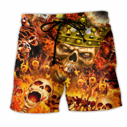 Skull King On Fire Angry - Beach Short - Owl Ohh - Owl Ohh