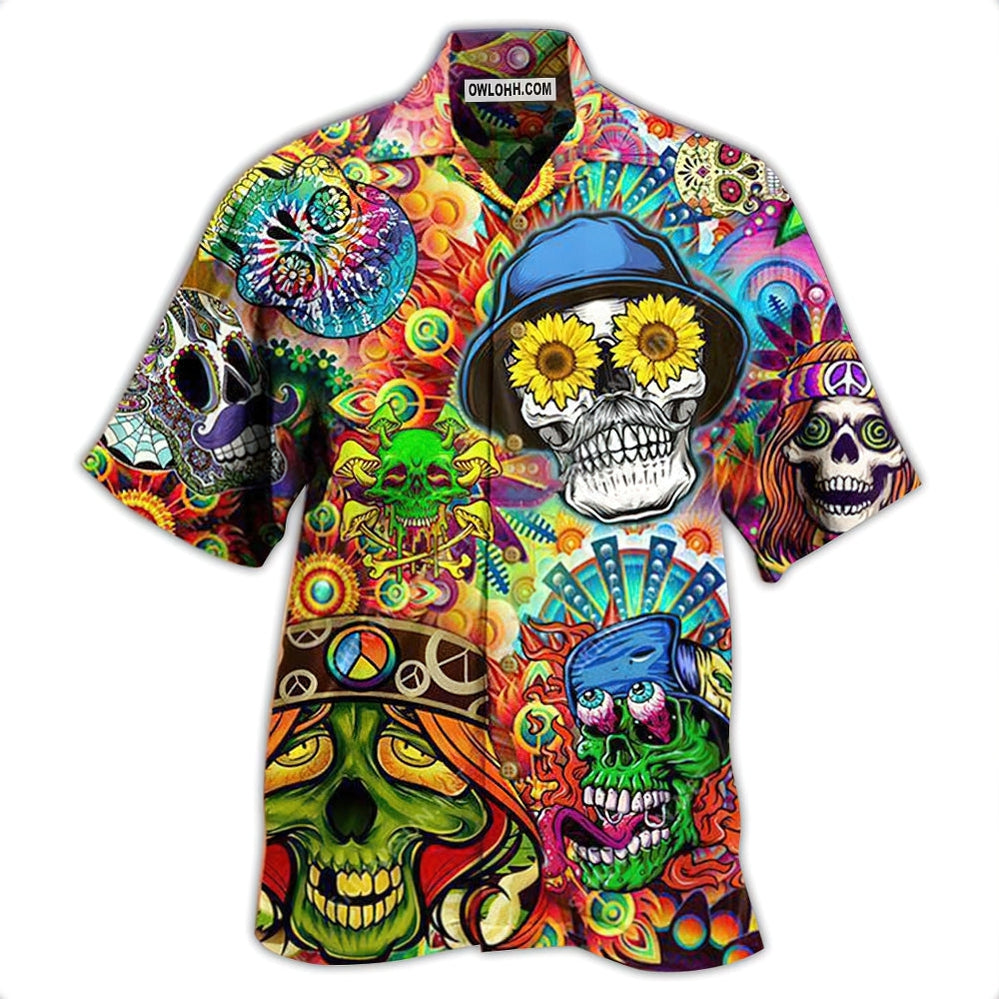 Hippie Skull Life Style Floral - Hawaiian Shirt - Owl Ohh - Owl Ohh