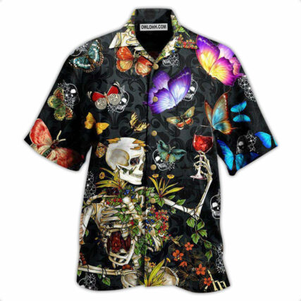 Skull Love Butterfly Overnight - Hawaiian Shirt - Owl Ohh - Owl Ohh