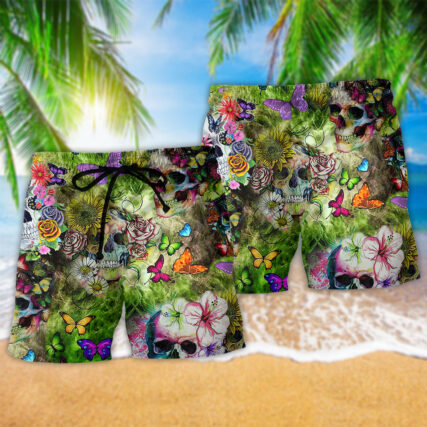 Skull Love Butterfly So Beautiful - Beach Short - Owl Ohh - Owl Ohh