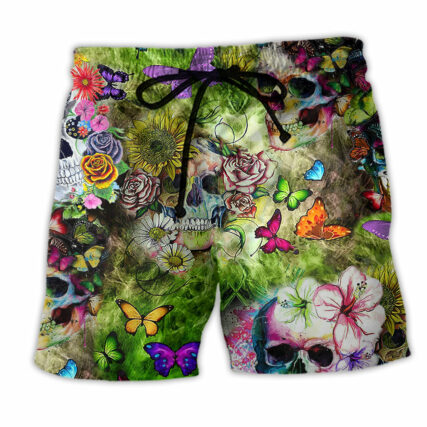 Skull Love Butterfly So Beautiful - Beach Short - Owl Ohh - Owl Ohh