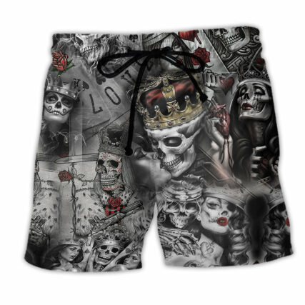 Skull Love Is Blind Poker - Beach Short - Owl Ohh - Owl Ohh