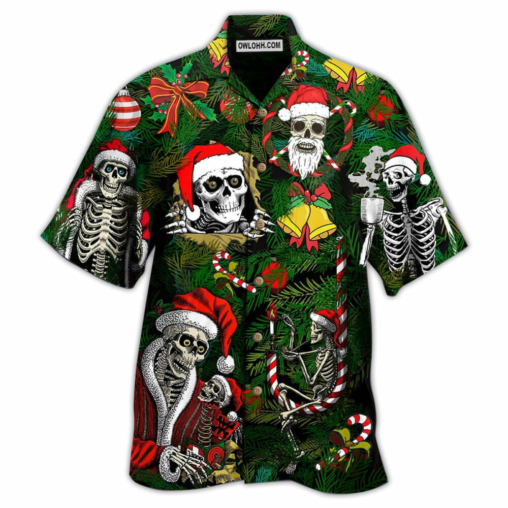 Skull Merry Xmas Happy - Hawaiian Shirt - Owl Ohh - Owl Ohh