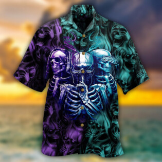 Skull Neither Hear Nor See - Hawaiian Shirt - Owl Ohh - Owl Ohh