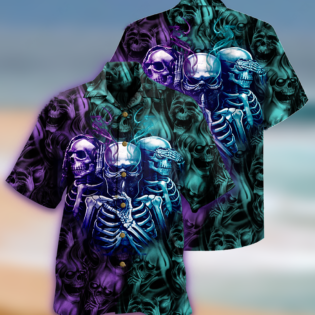 Skull Neither Hear Nor See - Hawaiian Shirt - Owl Ohh - Owl Ohh