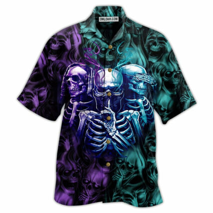 Skull Neither Hear Nor See - Hawaiian Shirt - Owl Ohh - Owl Ohh