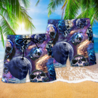 Skull Planet Galaxy Purple - Beach Short - Owl Ohh - Owl Ohh
