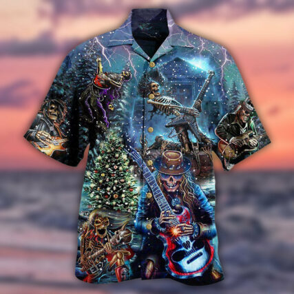 Skull Playing Rock Party Music - Hawaiian Shirt - Owl Ohh - Owl Ohh