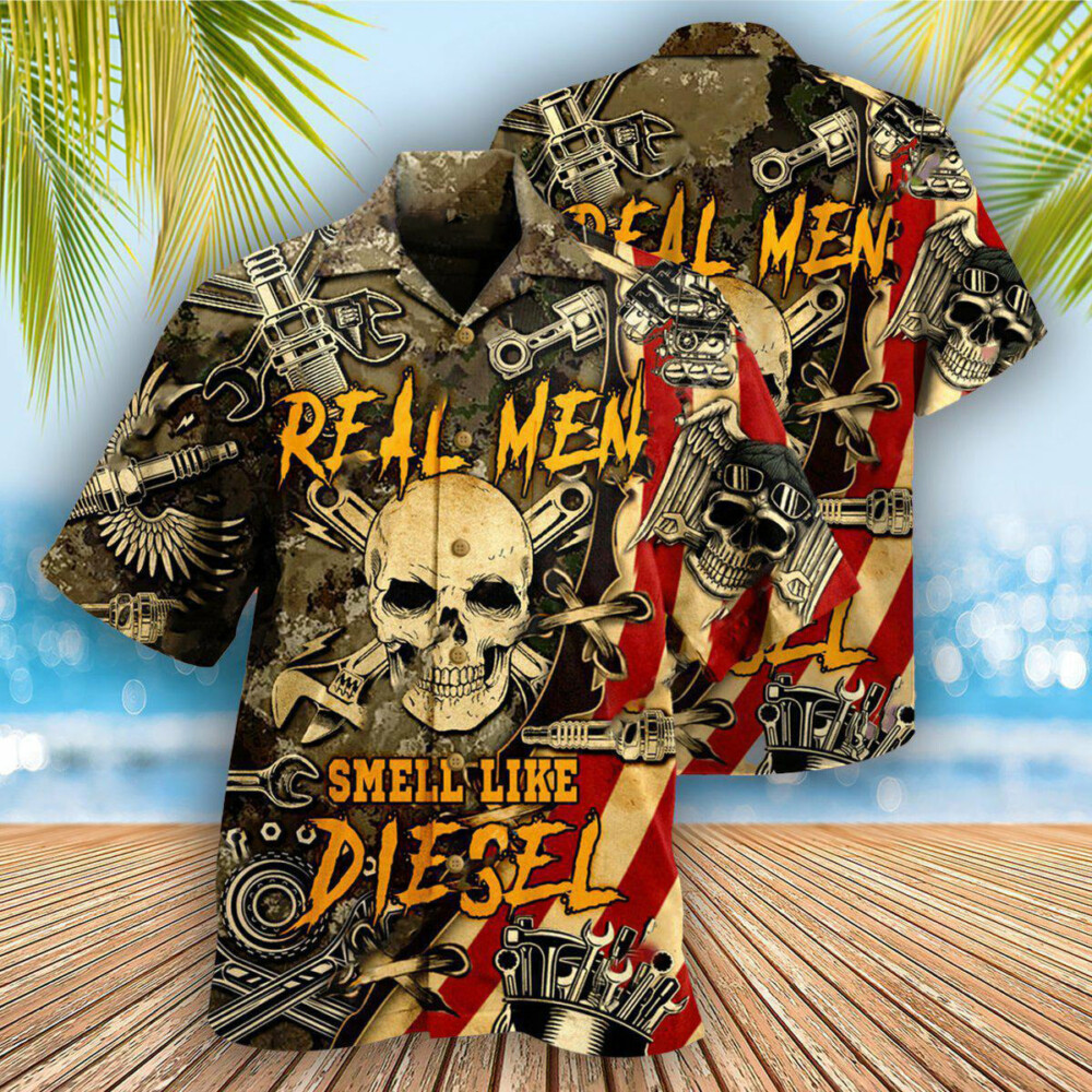 Skull Real Men Smell Like Diesel - Hawaiian Shirt - Owl Ohh - Owl Ohh