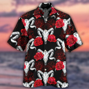 Skull Rose And Ram Skull - Hawaiian Shirt - Owl Ohh - Owl Ohh