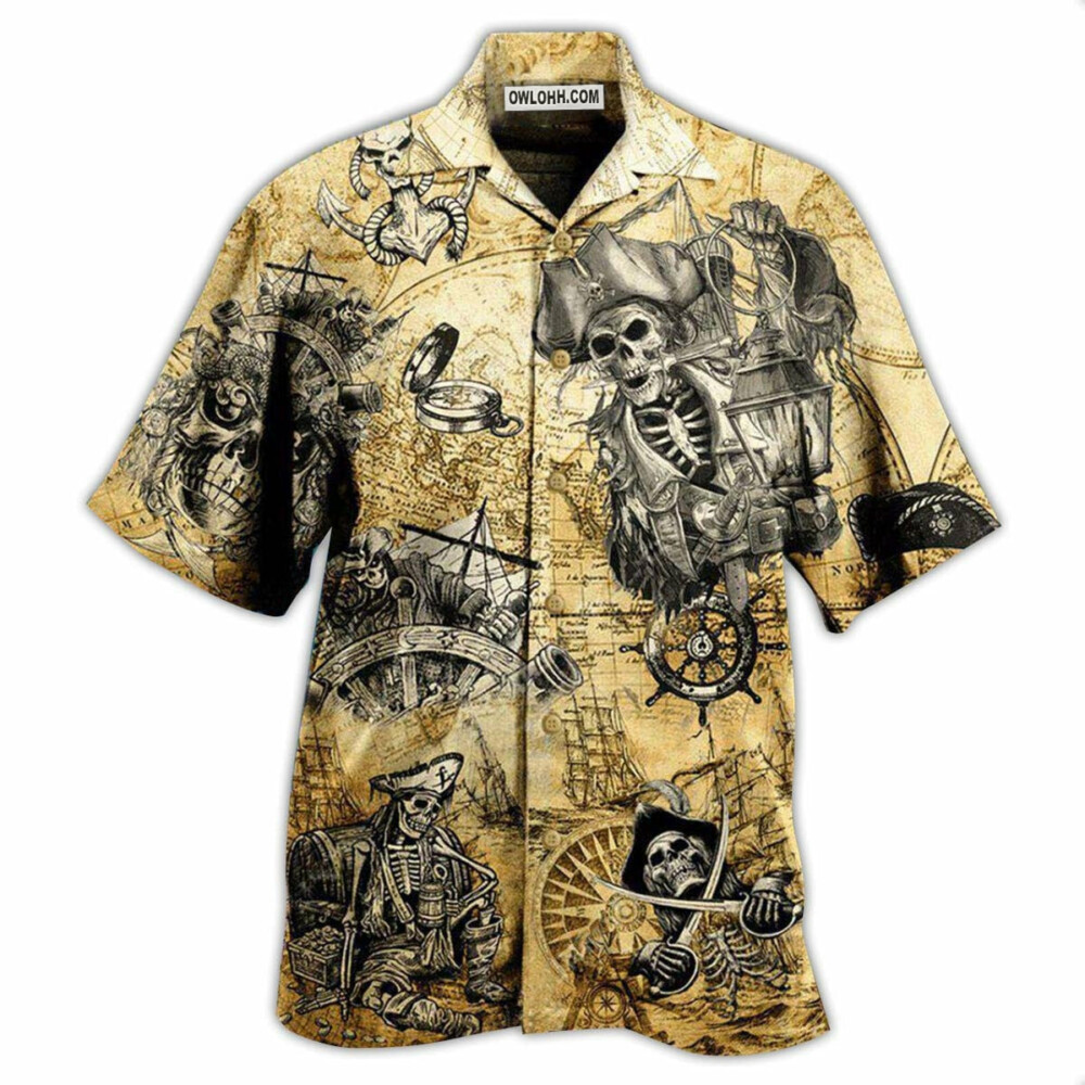 Pirate Skull Save A Ship Ride A Pirate - Hawaiian Shirt - Owl Ohh - Owl Ohh
