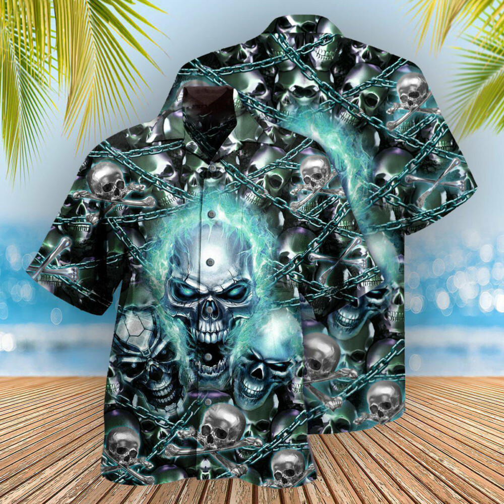 Skull Screaming Blue Style - Hawaiian Shirt - Owl Ohh - Owl Ohh
