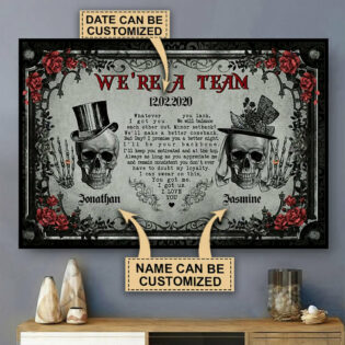 Skull Skeleton Couple We're A Team Personalized - Horizontal Poster - Owl Ohh - Owl Ohh