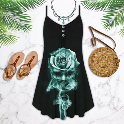 Skull Smoke Rose Skull - Summer Dress - Owl Ohh - Owl Ohh